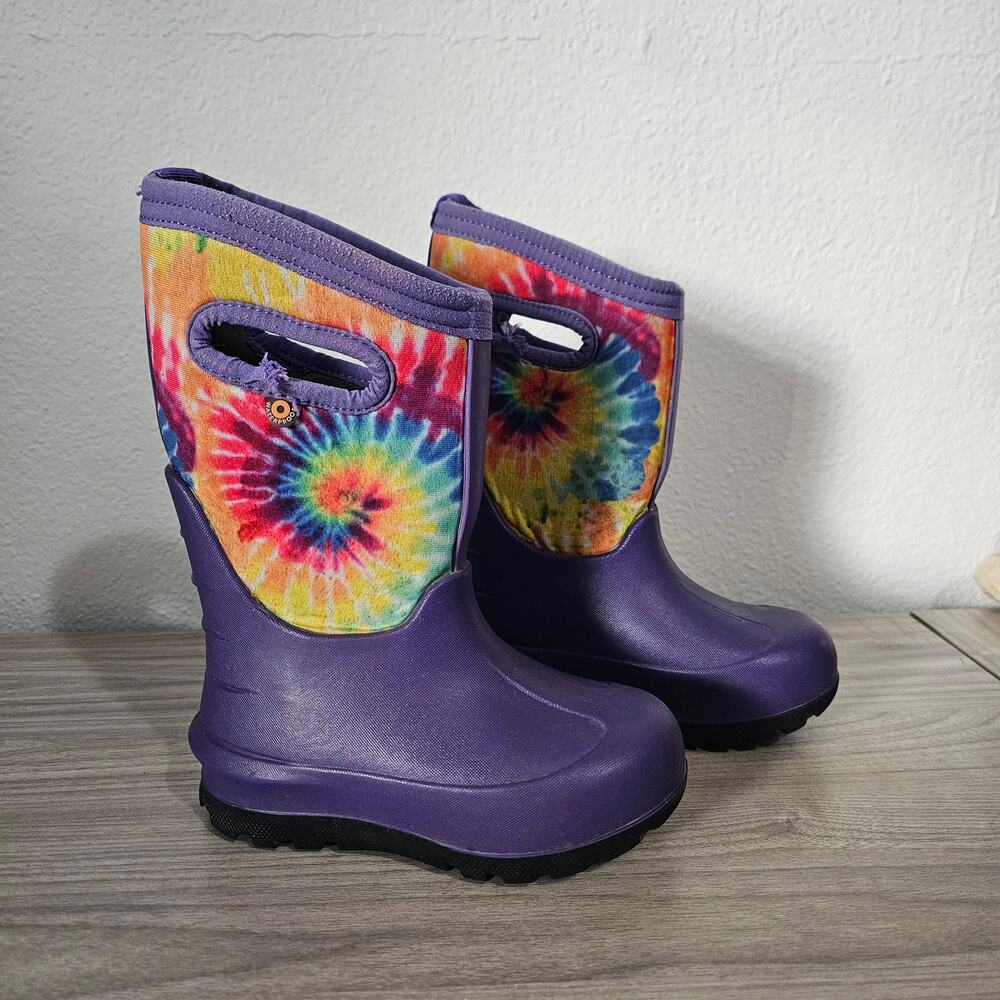 Bogs Neo Classic Purple Tie Dye 3 Season Boots Kids US10 Waterproof